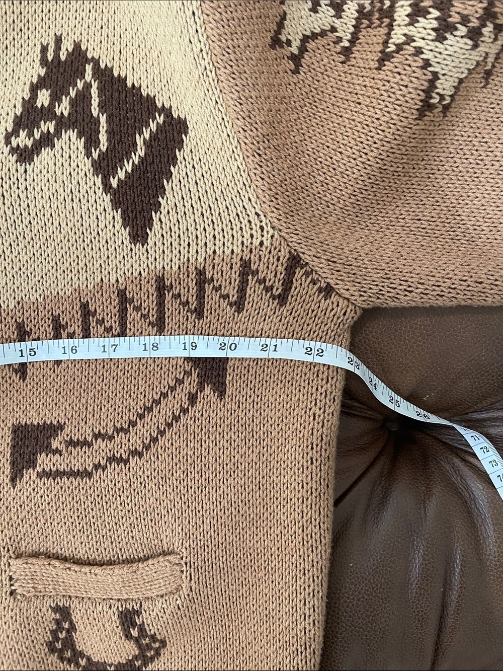 Tasha Polizzi Tan and Brown Dakota Western Horse Motif Cardigan - Picture 9 of 14